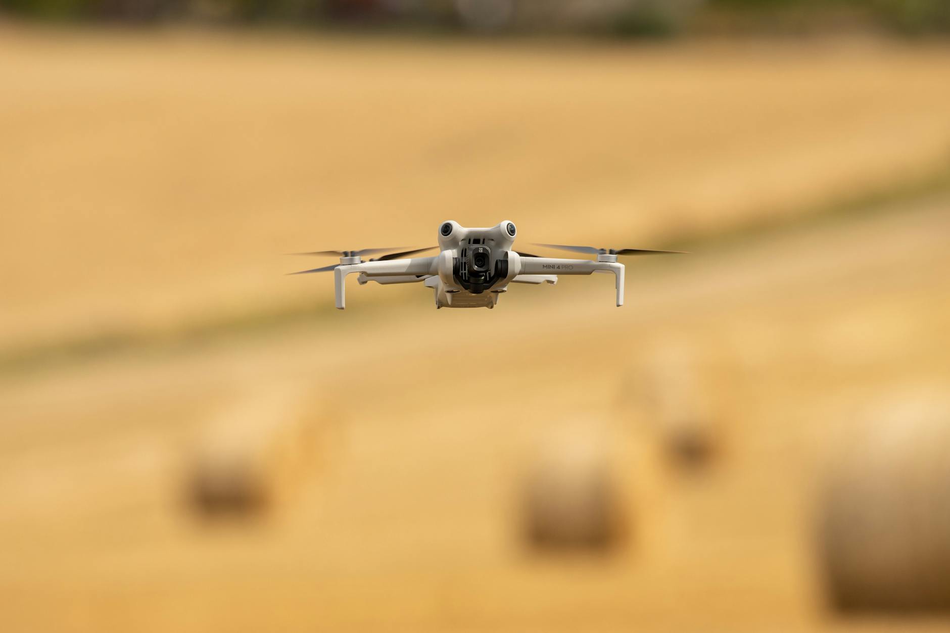 drone flying over swedish wheat field
